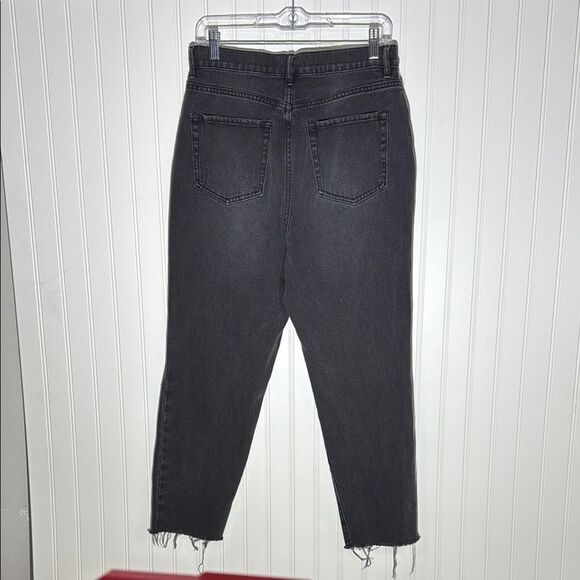 Pacsun High Rise Straight Distressed Black Jeans Raw Hem Cut Edge Button Fly - Picture 6 of 9